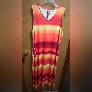 Chico's Red and Orange Sleeveless Dress Size 3 = US16/XL